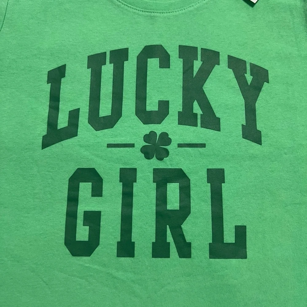 NEW The Children’s Place XXL (16) Green Lucky Girl Shamrock Tee Shirt
